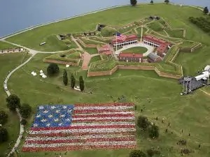 Overhead view of Fort McHenry in Baltimore, Maryland.